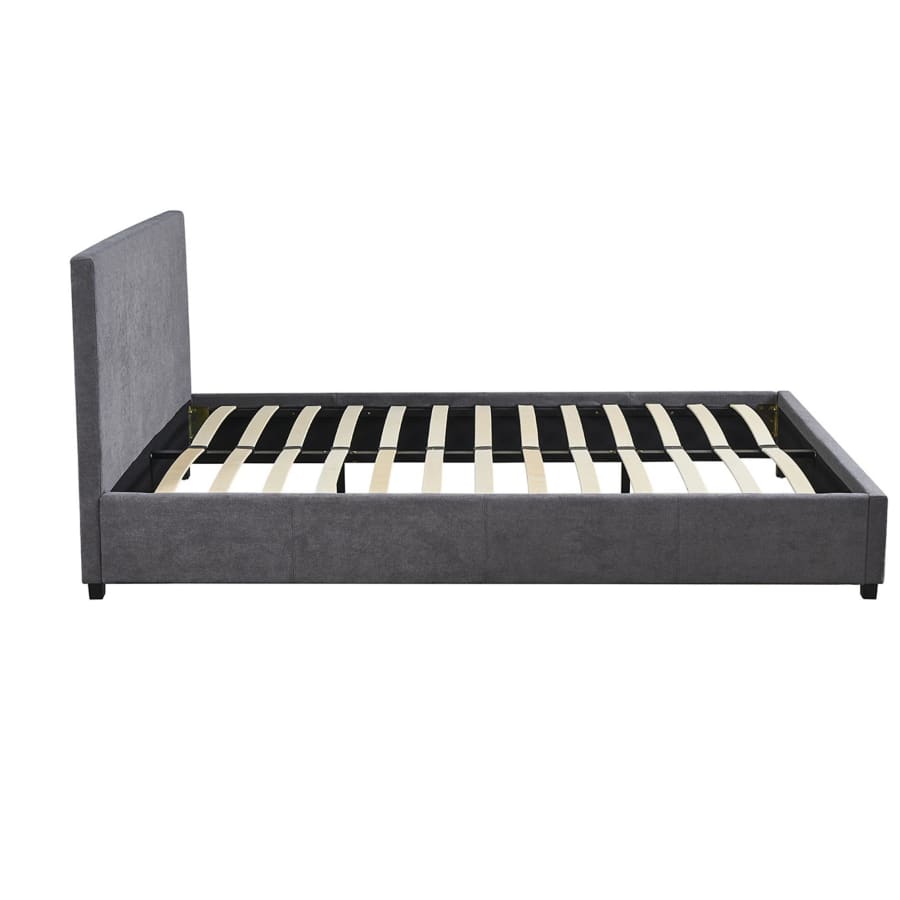 Lit double en tissu gris 140x200 cm